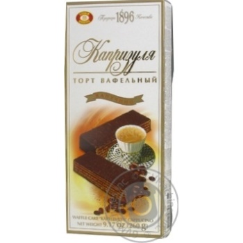 Торт ХБФ Бисквит-Шоколад Капризуля вафельный Капучино 260г купить, цены на МегаМаркет - фото 1