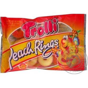 Цукерки Trolli Peach Rings фруктові жувальні 50г х12 купить, цены на МегаМаркет - фото 1