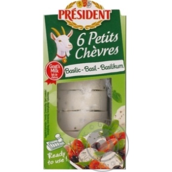 President goat with basil soft сheese 45% 100g - buy, prices for MegaMarket - photo 1