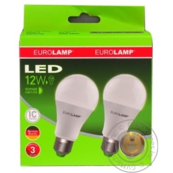 Лампа EUROLAMP LED A60 12W E27 4000K 2шт х10 купить, цены на МегаМаркет - фото 1