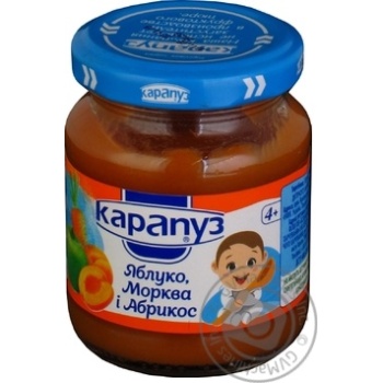 Пюре Карапуз Яблуко-Морква і Абрикос 4+ 125г х6 купити, ціни на МегаМаркет - фото 1