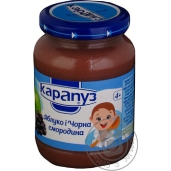 Fruit puree Karapuz apples and black currants with sugar for 2+ month babies 200g - buy, prices for MegaMarket - photo 1