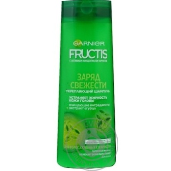 Шампунь Garnier Fructis Заряд свежести укрепляющий для склонных к жирности волос 400мл купить, цены на МегаМаркет - фото 1