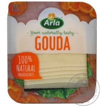 Сир Arla Гауда твердий нарізаний скибочками 48% 150г купити, ціни на МегаМаркет - фото 1