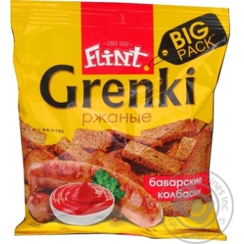 Гренки Flint Grenki ржаные со вкусом баварских колбасок 110г купить, цены на МегаМаркет - фото 1