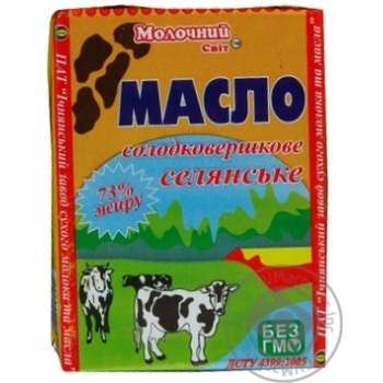 Butter Molochniy svit Peasant style cream sweet cream 73% 200g - buy, prices for MegaMarket - photo 1