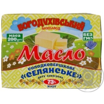 Масло Богодухівський молзавод Селянське солодковершкове 73% 200г купити, ціни на МегаМаркет - фото 1