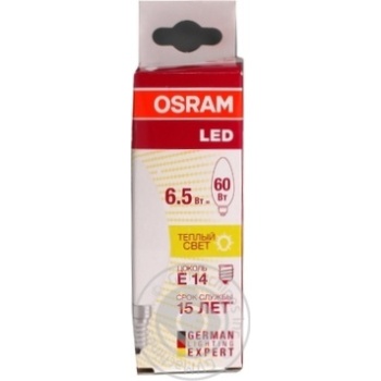 Лампа Osram LED B60 6,5W/830 CL  E14 світлодіодна купити, ціни на МегаМаркет - фото 1