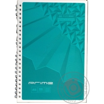 Зошит на пружині PRIME А5 96л. клітка бірюзовий BUROMAX купить, цены на МегаМаркет - фото 1