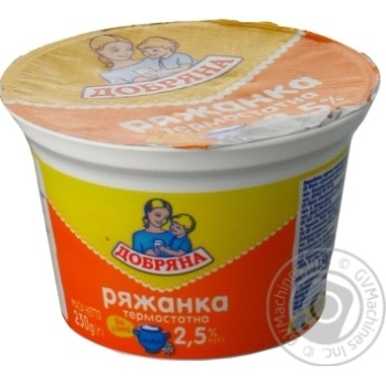 Ряженка Добряна термостатная 2,5% 230г купить, цены на МегаМаркет - фото 1