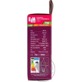 Лампа ELM св/діод. свічка С37 E27 7W 3000K купити, ціни на МегаМаркет - фото 2