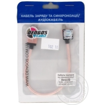 Кабель зарядки та синхронізації Dengos Micro-USB 0.2м рожевий (NTK-M-SHRT-GD-PINK) - купити, ціни на ULTRAMARKET - фото 1