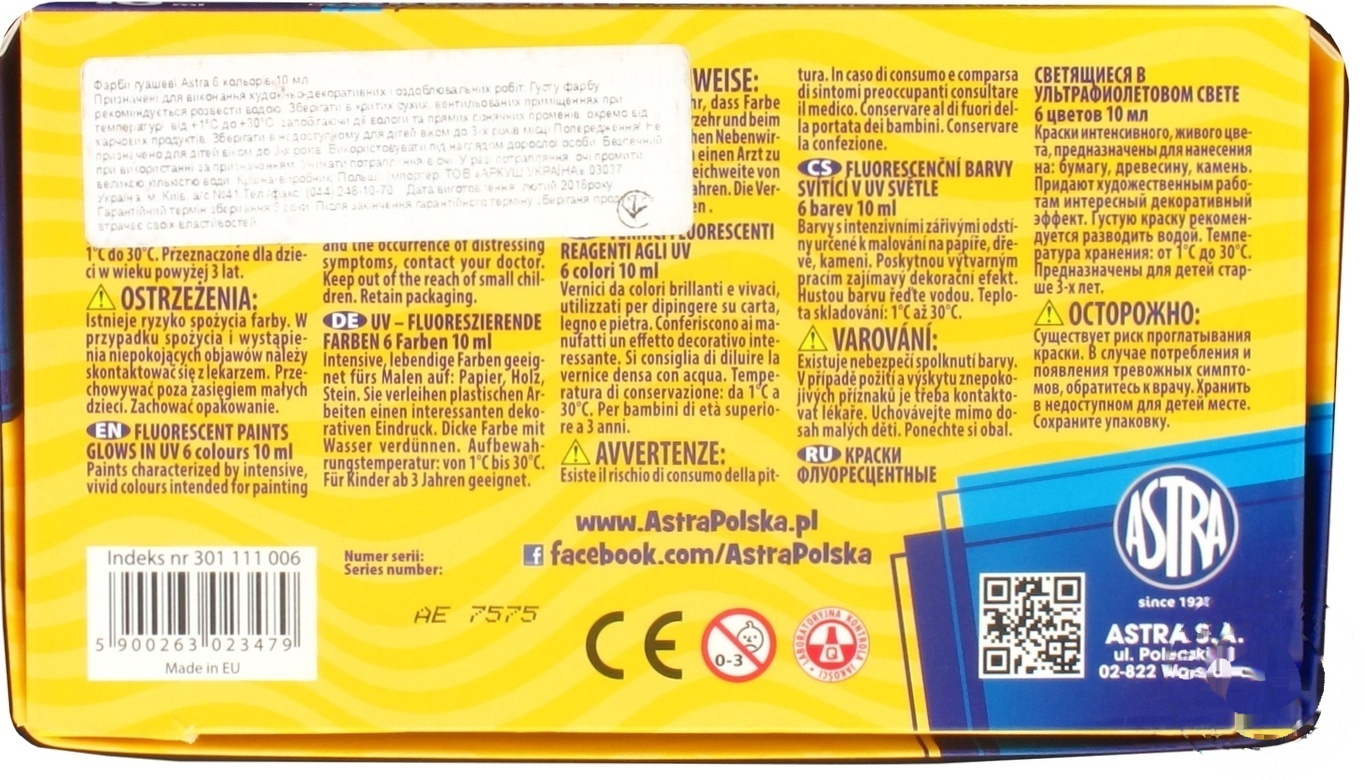 

Краски Astra гуашевые флуоресцентные 6 цветов 10мл