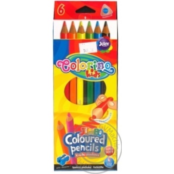 Олівці кольорові трикутні JUMBO 175 см 6 кол. чинка COLORINO купить, цены на МегаМаркет - фото 1