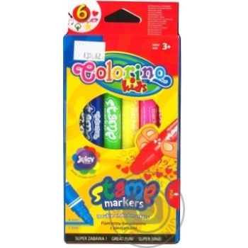 Фломастери COLORINO 2-х сторонні зі штампиком 6 кольорів Арт.361 купить, цены на МегаМаркет - фото 1