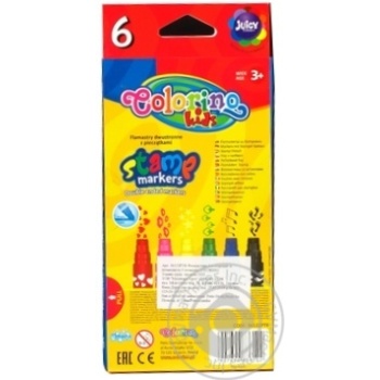 Фломастери COLORINO 2-х сторонні зі штампиком 6 кольорів Арт.361 купити, ціни на МегаМаркет - фото 2