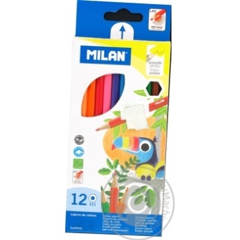Олівці Milan кольорові 12шт Art.80012 х12 купити, ціни на МегаМаркет - фото 1