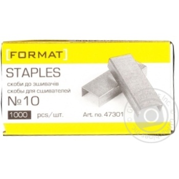 Скоби до зшивачів №10 1000шт FORMAT арт.F47301 купить, цены на МегаМаркет - фото 1