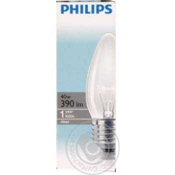 Лампа PHILIPS B35 40W Е27 CL свічка пр. купить, цены на МегаМаркет - фото 1