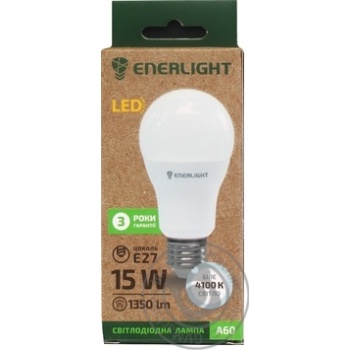 Лампа світлодіодна ENERLIGHT А60 15Вт 4100K E27 купити, ціни на МегаМаркет - фото 1