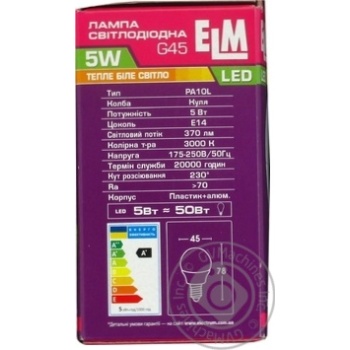 Лампа ELM Led сфера  5W PA10L E14 3000 D45 18-0072 купить, цены на МегаМаркет - фото 2