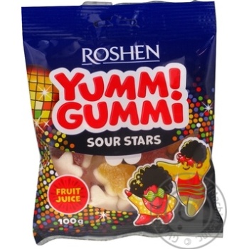 Конфеты желейные Roshen Yummi Gummi Sour Stars 100г купить, цены на МегаМаркет - фото 1