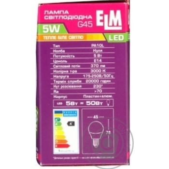 Лампа ELM Led сфера  5W PA10L E14 3000 D45 18-0072 купить, цены на МегаМаркет - фото 3