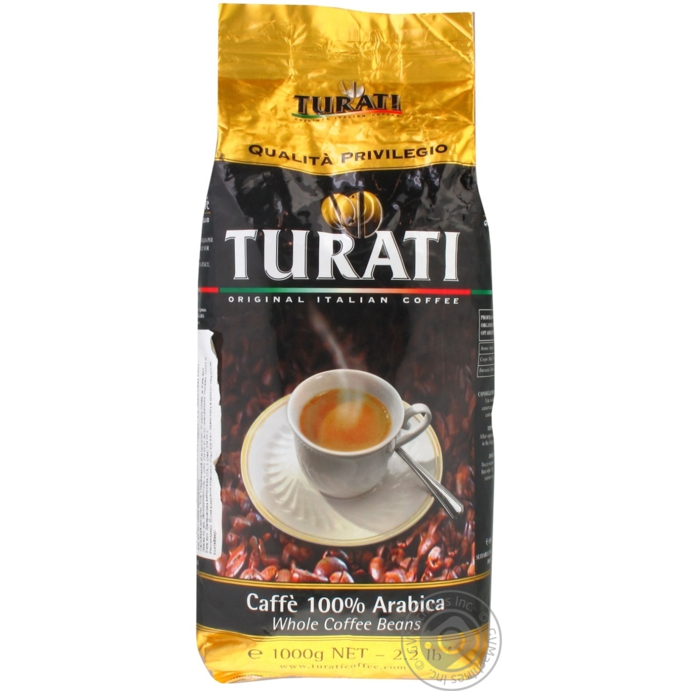 

Кофе Turati 100% Arabica жареный в зернах 1кг