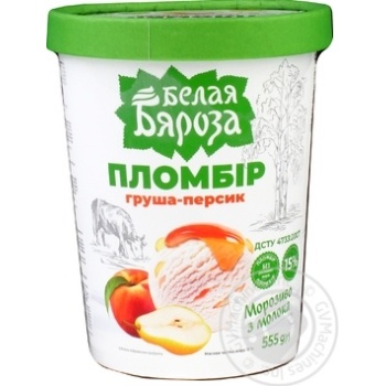 Морозиво Белая Бяроза Пломбір Груша-Персик ст.555г х4 купити, ціни на МегаМаркет - фото 1