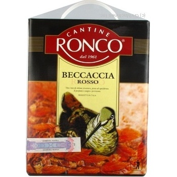Вино Cantine Ronco Beccaccia Rosso червоне сухе 3л х4 купить, цены на МегаМаркет - фото 1