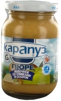 Puree Karapuz Apple with cream with sugar for 4+ month old babies glass jar 200g Ukraine