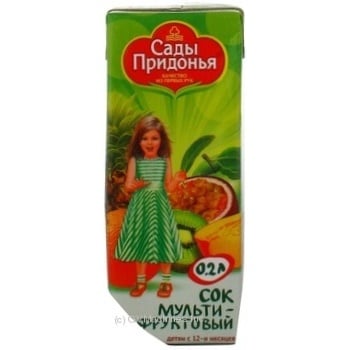 Reconstituted unclarified sterilized multifruit juice Sady Pridonia sugar-free for 12+ months babies tetra pak 200ml Russia - buy, prices for - photo 2