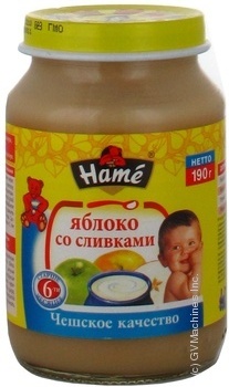 Пюре Хаме Яблуко з вершками для дітей з 6 місяців скляна банка 190г Чехія купити, ціни на МегаМаркет - фото 1