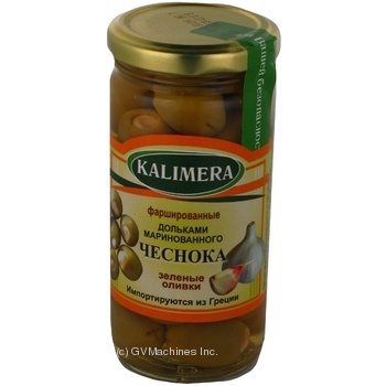 olive kalimera garlic green canned 240g glass jar Greece