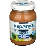 Puree Karapuz Apple-Blackcurrant-Cottage cheese for 4+ month old babies glass jar 200g Ukraine