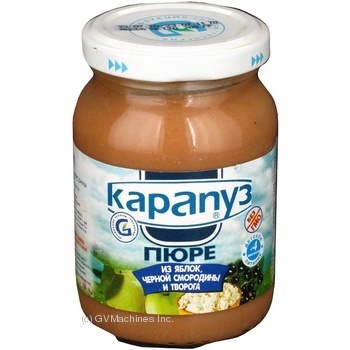 Puree Karapuz Apple-Blackcurrant-Cottage cheese for 4+ month old babies glass jar 200g Ukraine - buy, prices for MegaMarket - photo 1