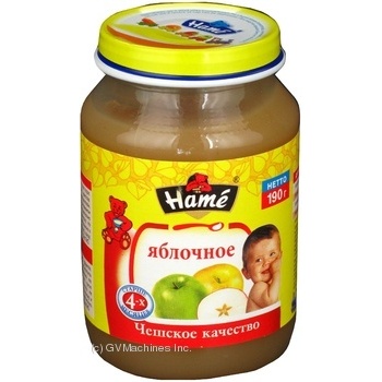 Puree Hame Apple for 4+ month old babies glass jar 190g Czech Republic - buy, prices for MegaMarket - photo 1