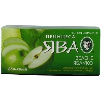 Green pekoe tea Princess Java Green Apple with apple pieces 25х1.5g teabags Ukraine - buy, prices for - photo 4