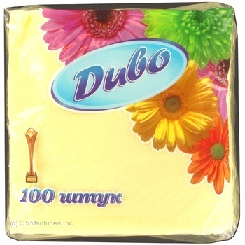 Napkins Dyvo yellow paper for serving 100pcs - buy, prices for MegaMarket - photo 1