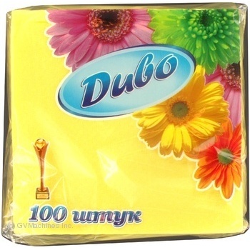 Napkins Dyvo yellow paper for serving 100pcs - buy, prices for MegaMarket - photo 2
