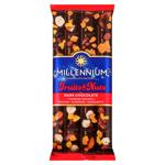 Шоколад чорний Millennium Fruits&Nuts з мигдалем, цілими лісовими горіхами, апельсиновими цукатами та родзинками 90г
