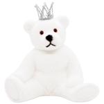 Украшение елочное Bona Di Мишка с короной 20см белый
