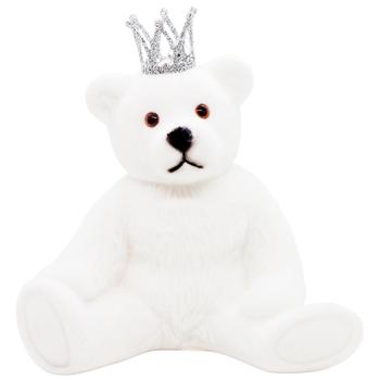 Прикраса ялинкова Bona Di Ведмедик з короною 20см білий - купити, ціни на WINETIME - фото 1