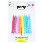 Набір свічок Party Candles для торту кручені 8шт різнокольорові
