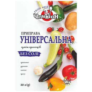 Приправа ЧЕМПІОН Універсальна без солі / 30г - купить, цены на Торба - фото 1