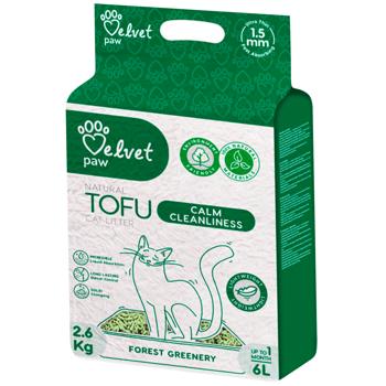 Velvet Paw TOFU Calm Cleanliness наповнювач для котячого туалету 6 л - лісова зелень - купити, ціни на MasterZoo - фото 1