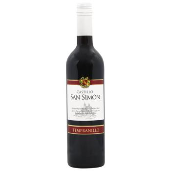 Вино Castillo San Simon Tempranillo червоне сухе 12.5% 0,75л - купити, ціни на ULTRAMARKET - фото 1