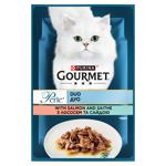 Корм влажный Gourmet Perle Duo с лососем и сайдой для взрослых кошек 85г