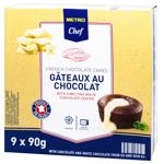 Metro Chef Frozen  French Chocolate Cakes with Melting White Chocolate Center 90g x 9pcs