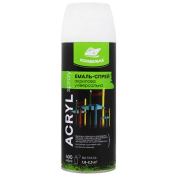 Korabelna Acrylic Spray Universal Enamel 400ml RAL 9003 White Matte